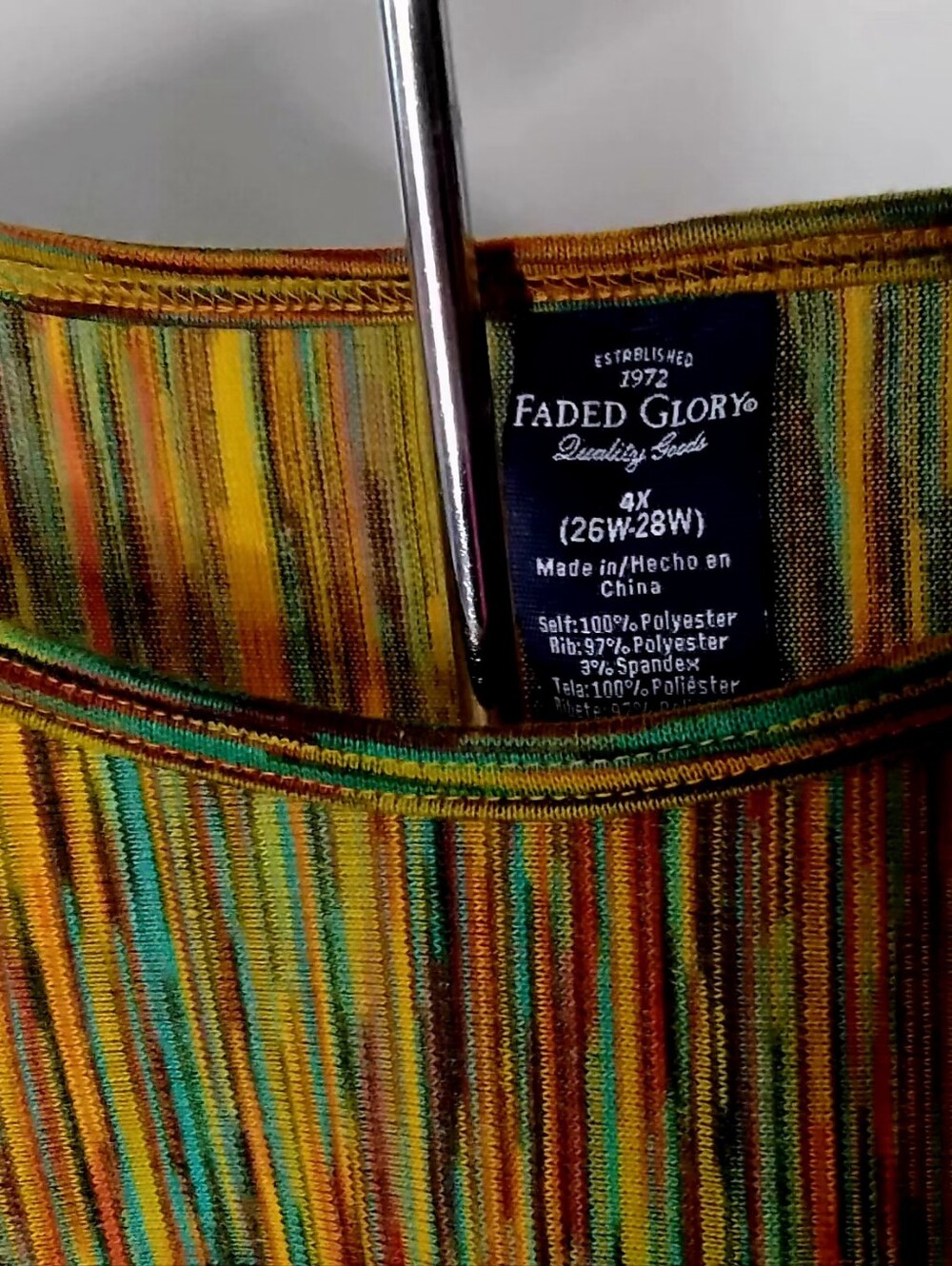 Faded Glory Striped Ribbed Tank Top in Yellow, Green & Orange
